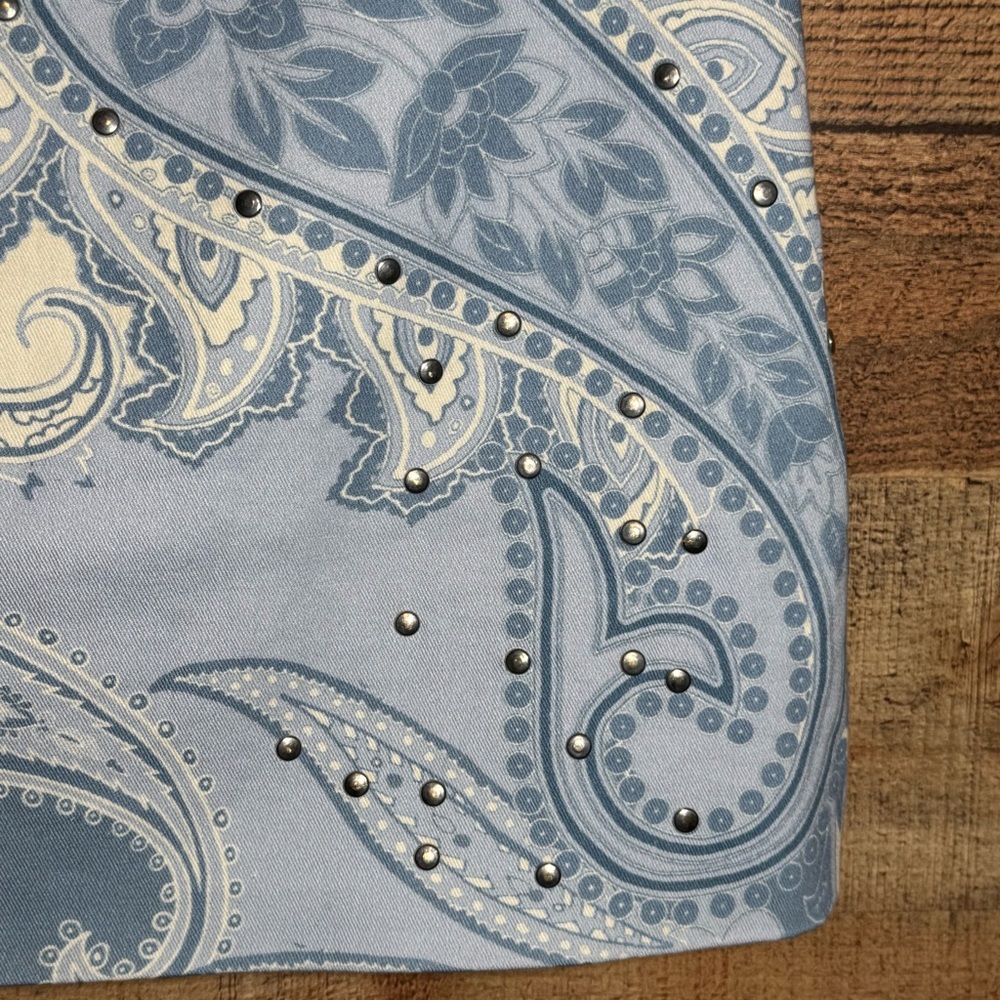 Hemant & Nandita Buckle Belt Studded Mini Skirt size Medium Powder Blue - Picture 7 of 12